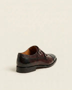 Burgundy Double Monk Strap Leather Shoes – Premium Formal Dress Shoes