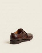 Brown Double Monk Strap Brogue Leather Shoes – Premium Formal Dress Shoes