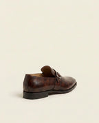 Handcrafted Brown Leather Single Monk Strap Dress Shoes for Men – Premium Formal Footwear