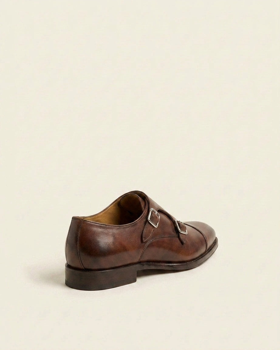 Brown Double Monk Strap Shoes for Men – Premium Leather Formal Footwear