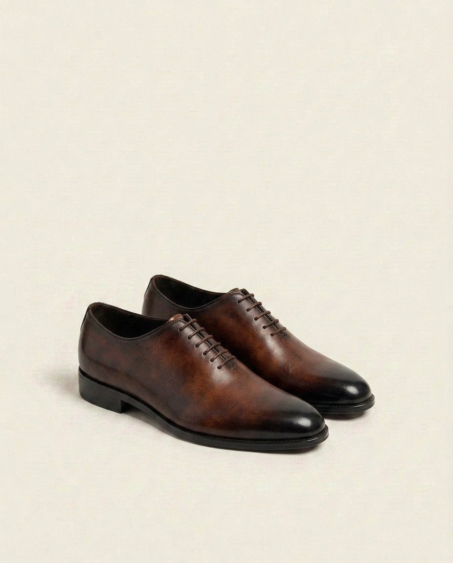 Brown Patina Oxford Leather Shoes – Premium Formal Dress Shoes