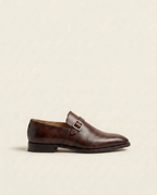 Handcrafted Brown Leather Single Monk Strap Dress Shoes for Men – Premium Formal Footwear