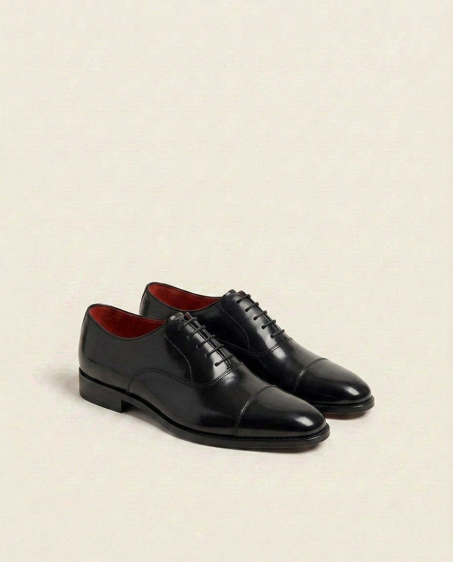 Black Cap Toe Oxford Leather Shoes – Premium Formal Dress Shoes
