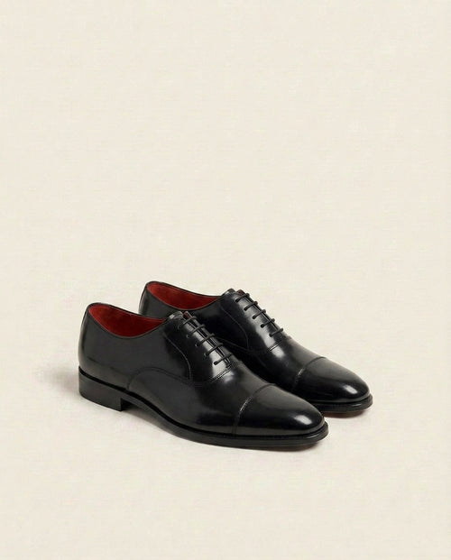 Black Cap Toe Oxford Leather Shoes – Premium Formal Dress Shoes