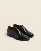 Men’s Black Semi Brogue Oxford Shoes – Classic Formal Leather Dress Shoes