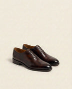 Wholecut Oxford Dark Brown Patina Leather