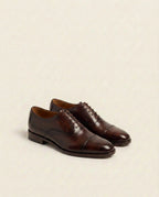 Men’s Dark Brown Cap-Toe Oxford Shoes – Classic Business Dress Shoes