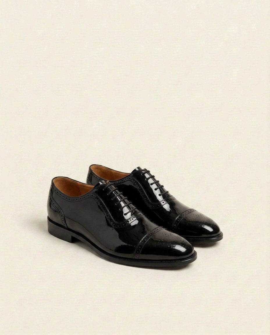 Men’s Patent Leather Oxford Shoes – Patent Cap Toe Formal Dress Shoes