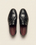 Black Leather Tassel Loafers for Men – Classic Formal Slip-On Shoes