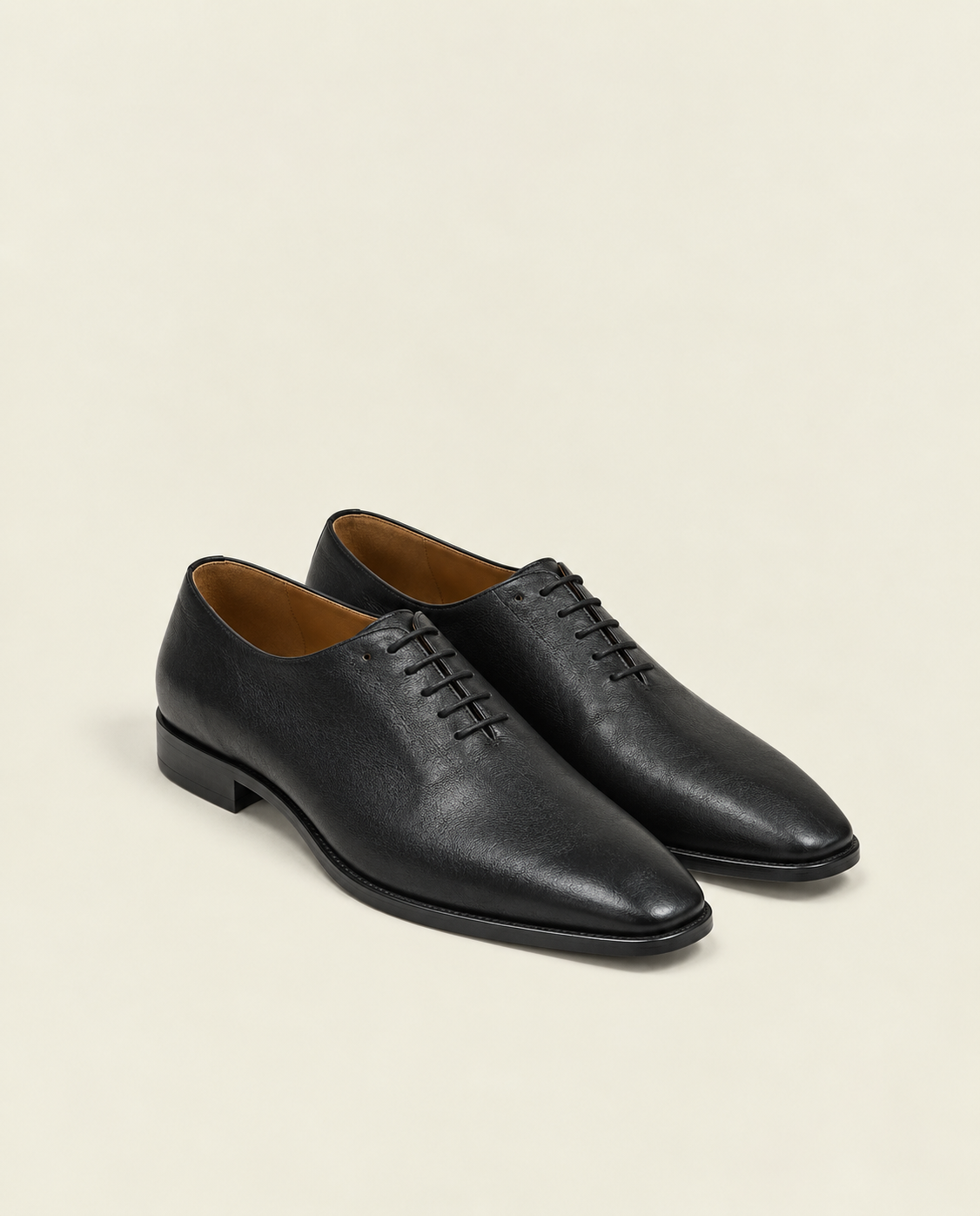 Men’s Black Plain Leather Lace-Up Formal Shoes | Grandeur Man