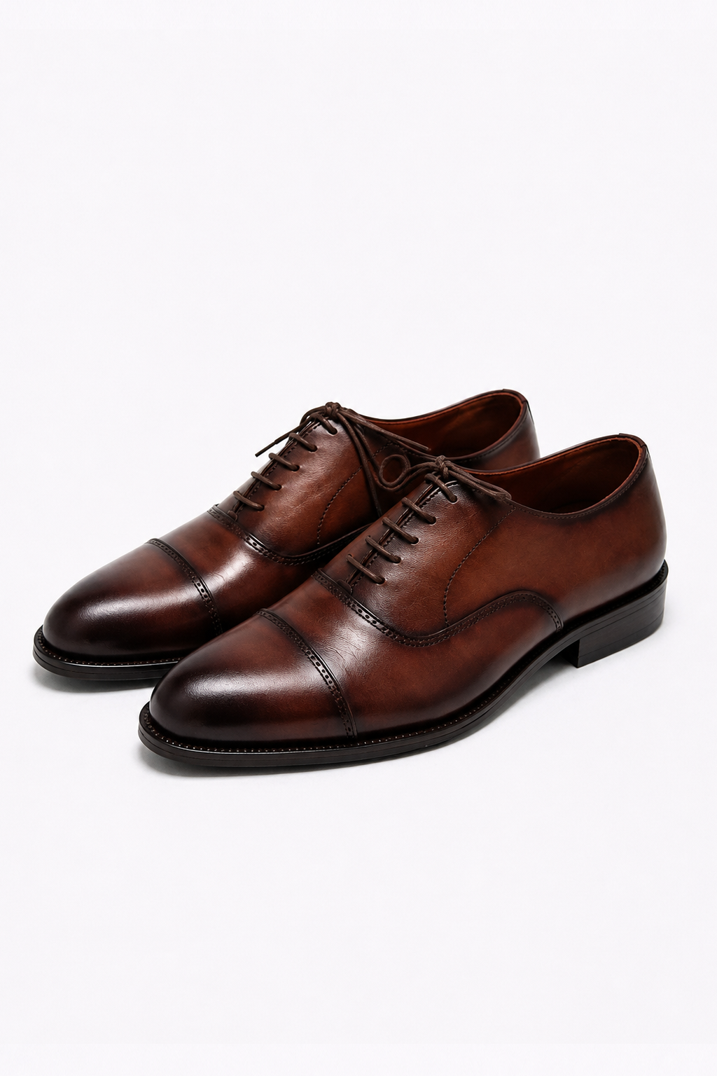 Grandeur Executive Brown Cap Toe Oxford – Hand-Finished Leather Dress Shoes