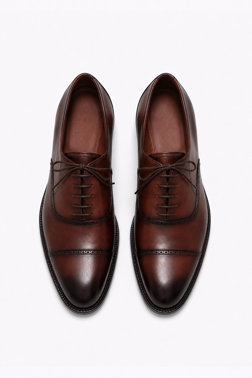 Grandeur Executive Brown Cap Toe Oxford – Hand-Finished Leather Dress Shoes