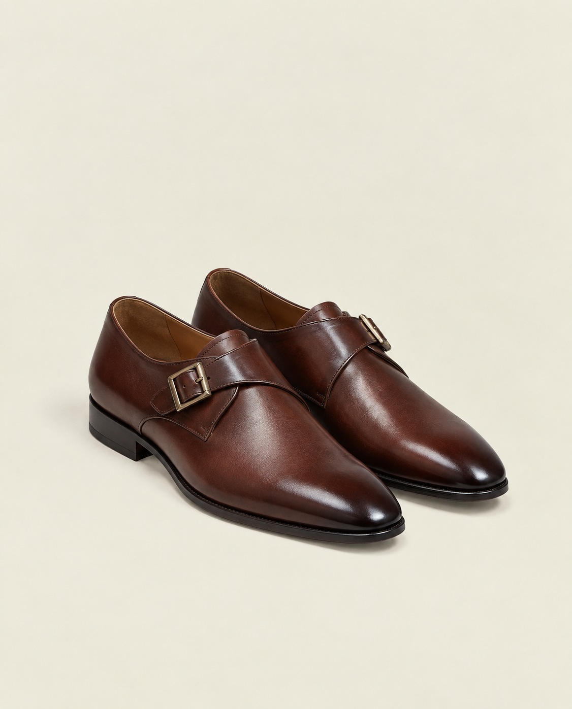 Men’s Brown Single Monk Strap Leather Shoes | Grandeur Man