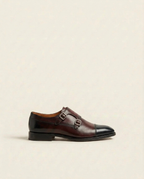 Burgundy Double Monk Strap Leather Shoes – Premium Formal Dress Shoes