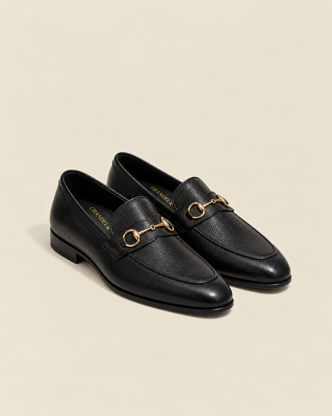 Black Leather Horsebit Loafers