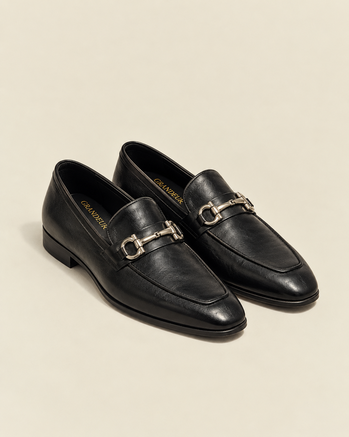 Men’s Black Leather Horsebit Loafers Classic Slip-On Dress Shoes