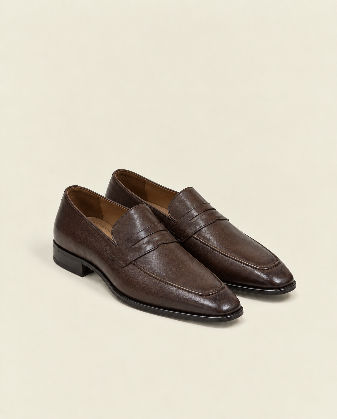 Men's Dark Brown Leather Penny Loafers – Classic Formal Slip-On Shoes