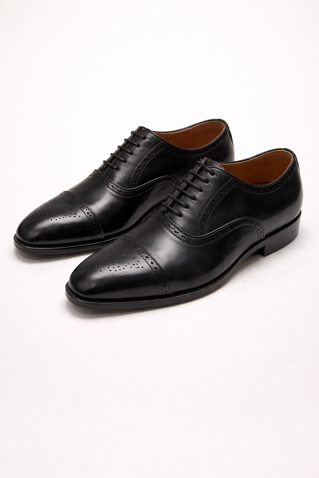 Premium Black Cap-Toe Oxford Dress Shoes