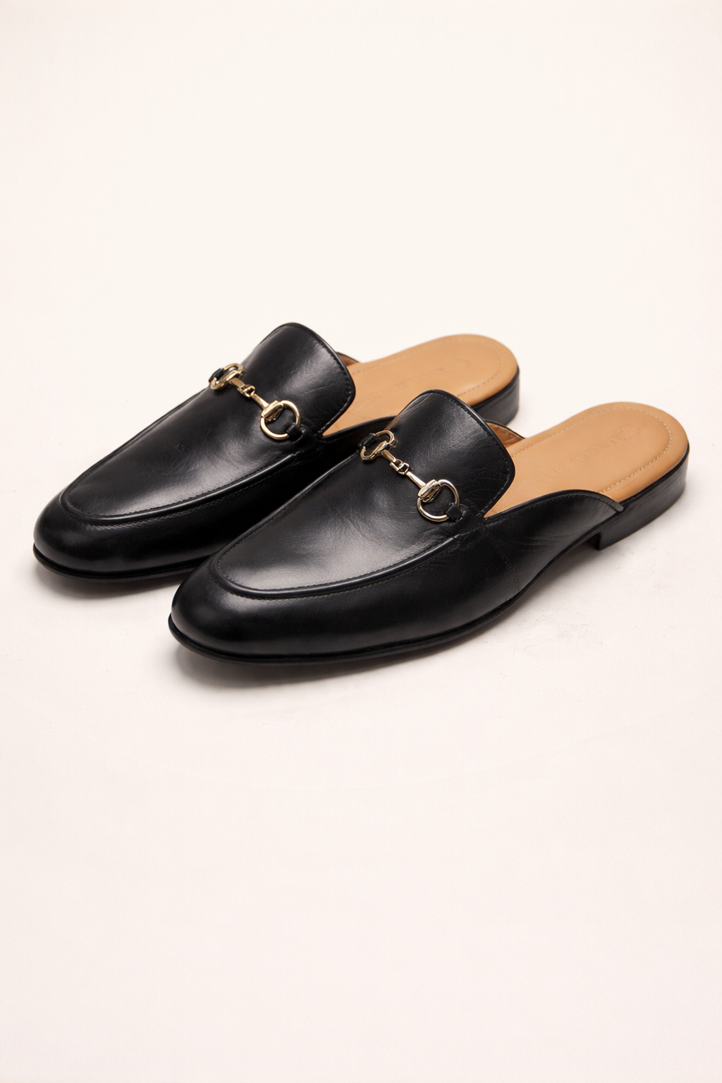 Black Leather Horsebit Mule Loafers