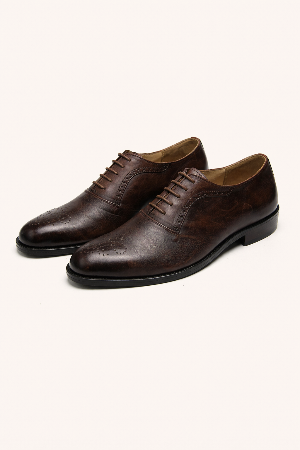 Brown Leather Oxford Brogue Shoes – Classic Lace-Up Formal Shoes