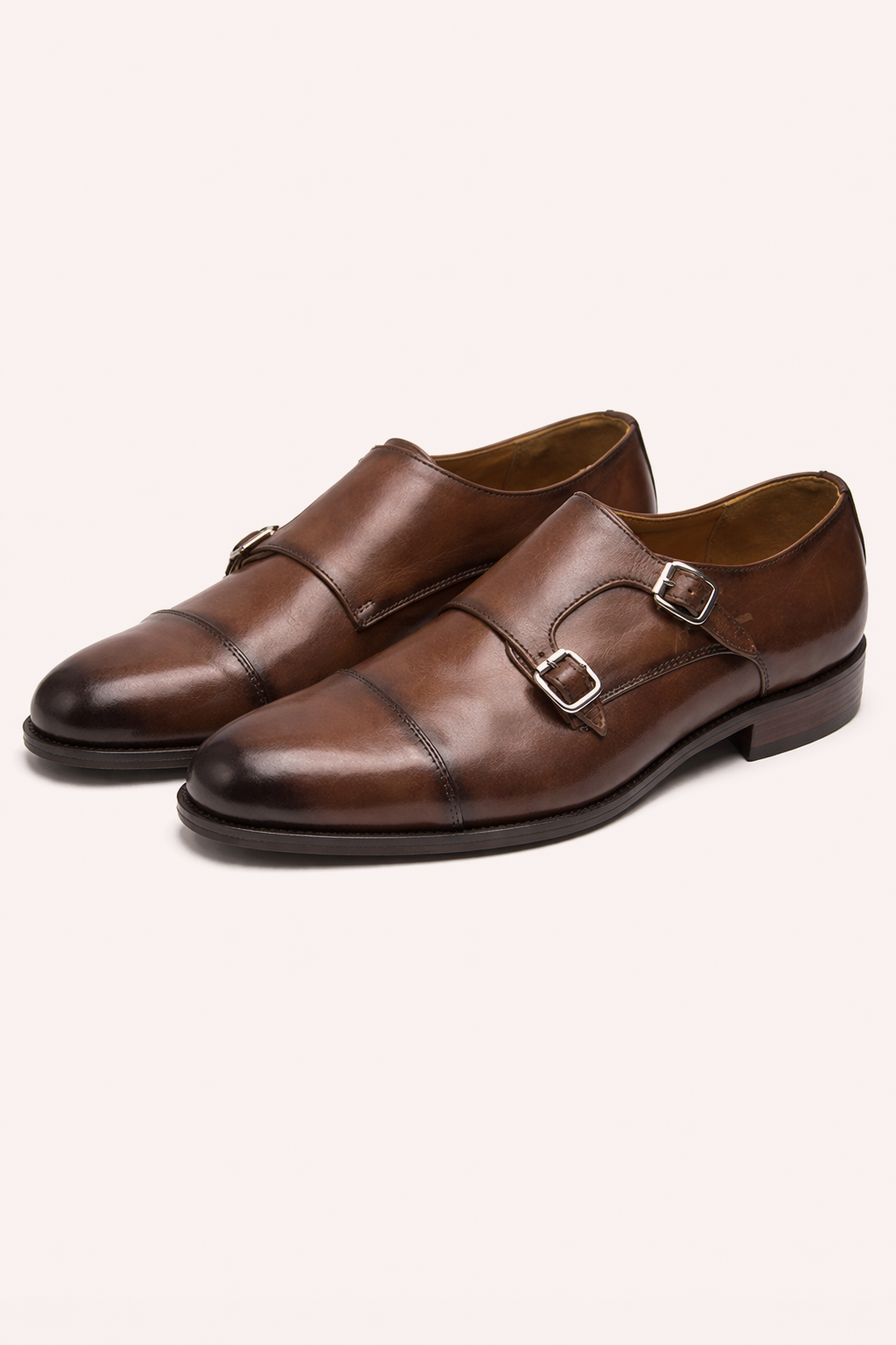 Brown Double Monk Strap Shoes for Men – Premium Leather Formal Footwear