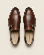 Handcrafted Brown Leather Single Monk Strap Dress Shoes for Men – Premium Formal Footwear