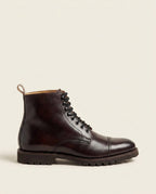 Dark Brown Leather Cap-Toe Lace-Up Boots