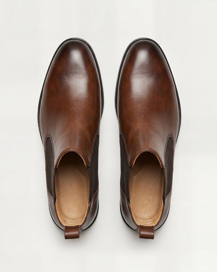 Brown Leather Chelsea Boots Matte Finish – Versatile Ankle Boots for Men
