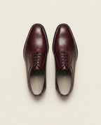 Burgundy Leather Oxford Shoes – Wingtip Detail Lace-Up Formal Shoes