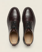 Dark Brown Leather Cap-Toe Lace-Up Boots