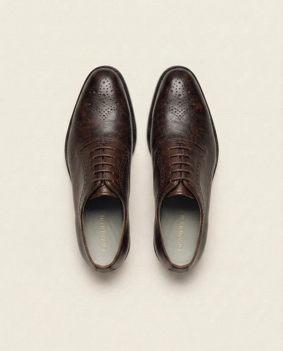 Brown Leather Oxford Brogue Shoes – Classic Lace-Up Formal Shoes