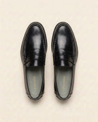 Classic Black Penny Loafers for Men – Premium Leather Slip-On Shoes
