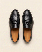 Men’s Croc-Embossed Tassel Loafers – Premium Leather Slip-On Formal Dress Shoes