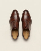 Brown Leather Cap-Toe Oxford Shoes