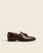 Men’s Croc-Embossed Tassel Loafers – Premium Leather Slip-On Formal Dress Shoes