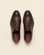 Grandeur Dark Brown Woven Leather Lace-Up Shoes – Made-to-Order