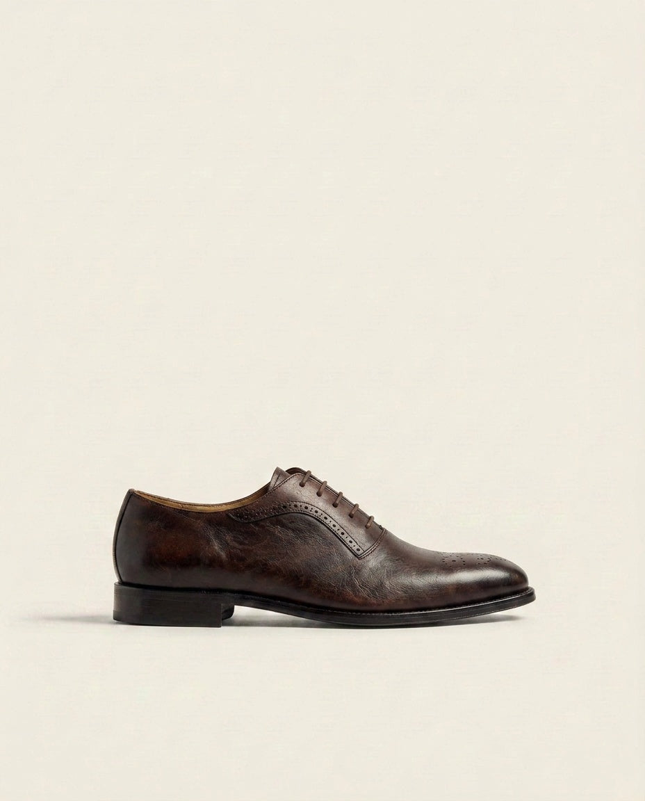 Brown Leather Oxford Brogue Shoes – Classic Lace-Up Formal Shoes
