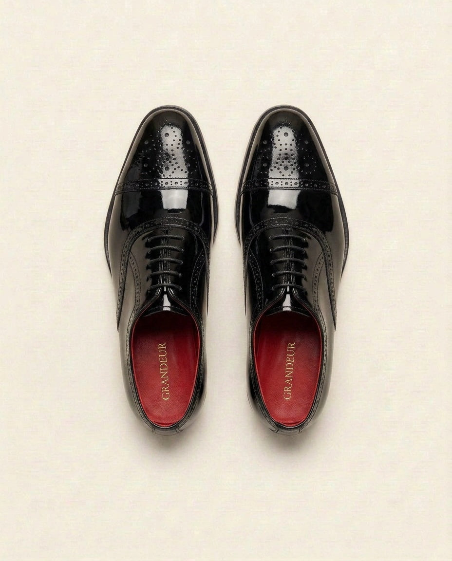 Men’s Patent Leather Oxford Shoes – Patent Cap Toe Formal Dress Shoes