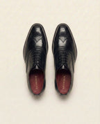 Black Leather Brogue Oxford Shoes with Red Interior – Stylish Formal Dress Shoes for Men