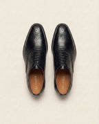 Premium Black Leather Brogue Oxford Shoes with Tan Interior – Classic Formal Dress Shoes for Men