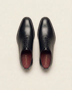 Black Plain Toe Oxford Shoes – Classic Formal Lace-Up Leather Shoes