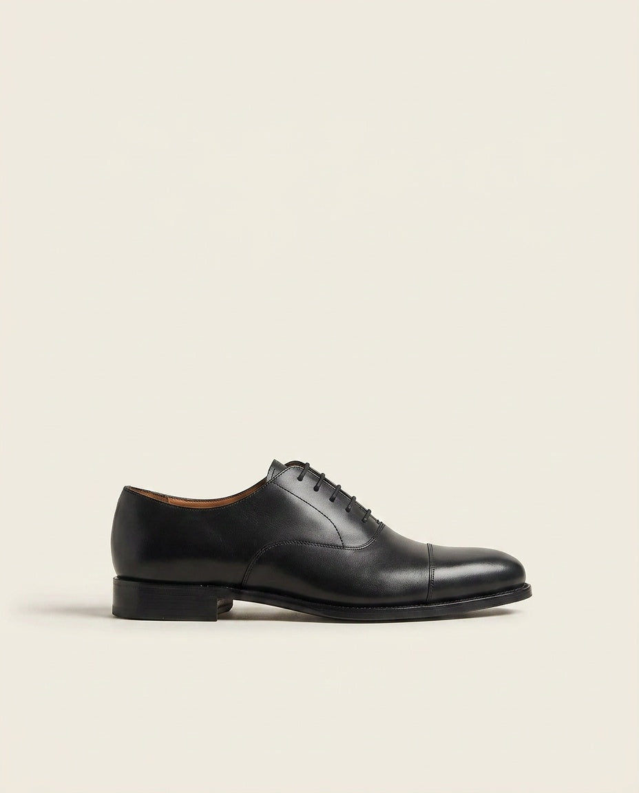Black Cap Toe Oxford Leather Shoes – Premium Formal Dress Shoes
