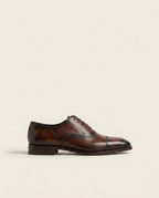 Dark Brown Leather Cap-Toe Oxford Shoes