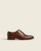 Brown Leather Cap-Toe Oxford Shoes