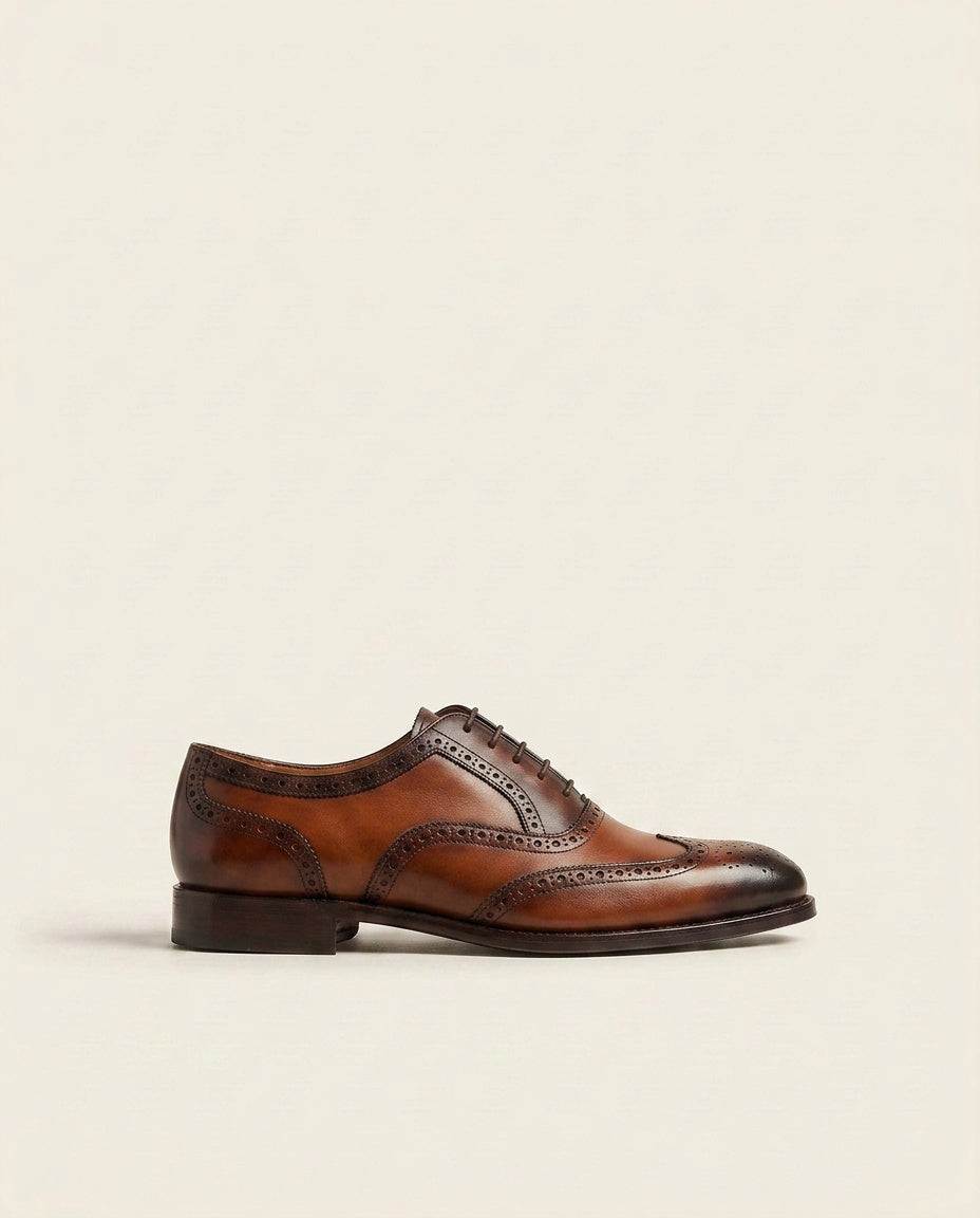 Grandeur Heritage Wingtip Oxford – Hand-Finished Brown Leather Brogues