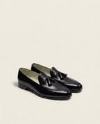 Men’s Black Leather Tassel Loafers – Classic Formal Slip-On Dress Shoes