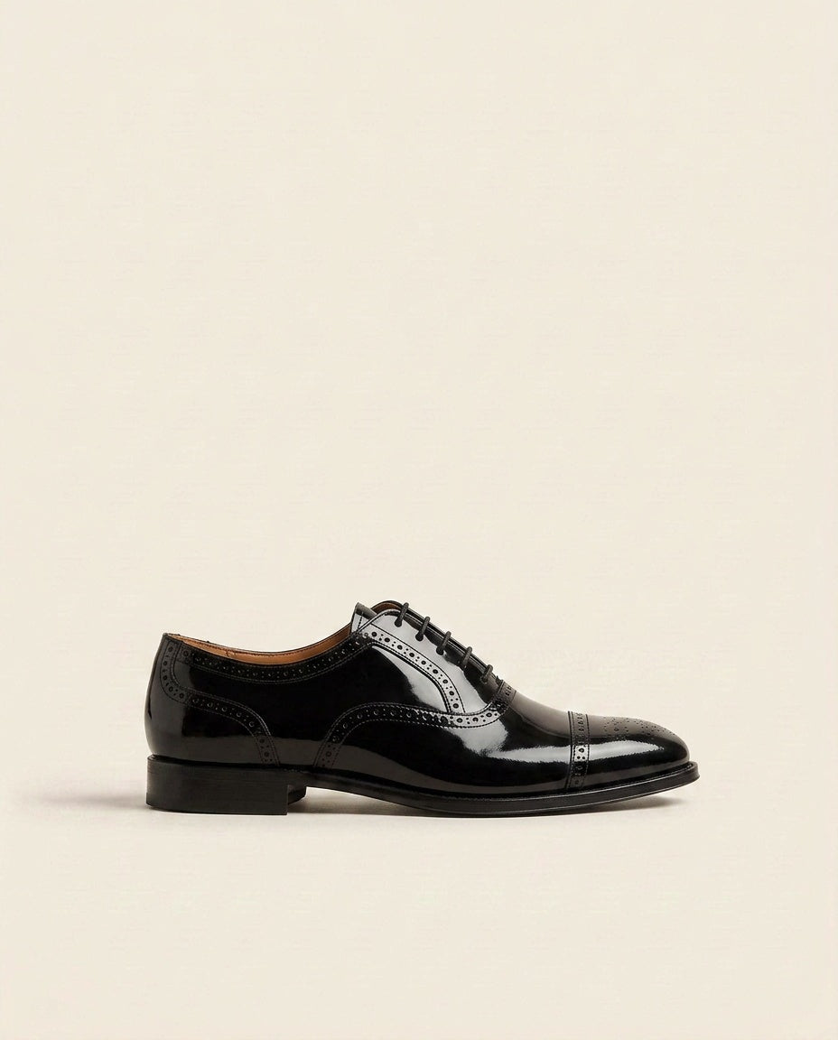 Men’s Patent Leather Oxford Shoes – Patent Cap Toe Formal Dress Shoes