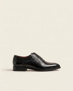 Men’s Leather Oxford Shoes with Textured Detail – Premium Formal Lace-Ups