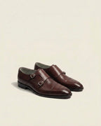 Brown Double Monk Strap Brogue Leather Shoes – Premium Formal Dress Shoes