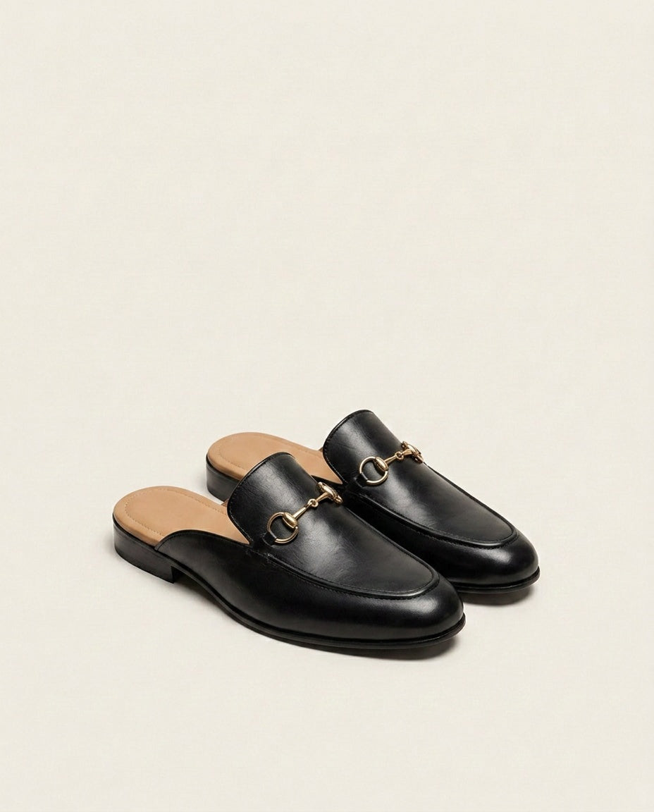 Leather Horsebit Mule Loafers